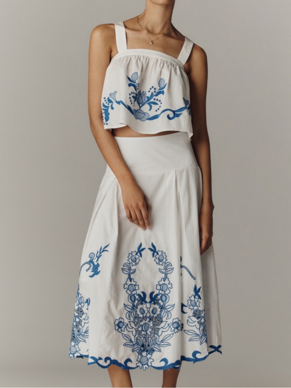 Anthropologie Cotton Cutwork Midi Skirt